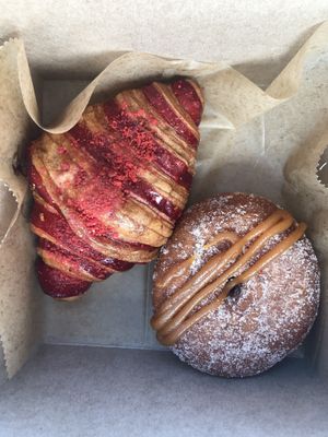 Strawberry cheesecake croissant and churro donut   at L'Artisane Creative Bakery in Coral Gables
