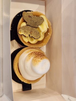 2 of the petite desserts (bite size, lemon meringue was awesome) at L'Artisane Creative Bakery in Coral Gables