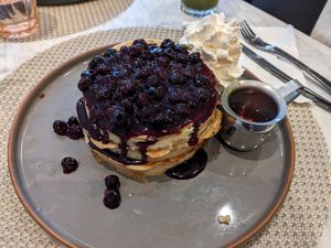 Lemon blueberry pancakes at L'Artisane Creative Bakery in Coral Gables