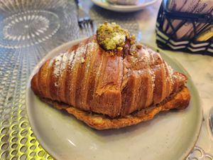 Pistachio croissant at L'Artisane Creative Bakery in Coral Gables