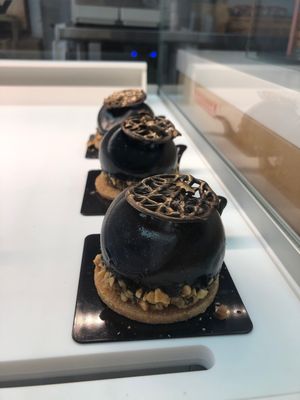 Oriado: chocolate and coffee mouse with orange insert at L'Artisane Creative Bakery in Coral Gables