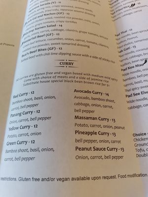 Vegan based curry at Bua Thai in Lake Stevens