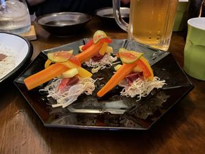 Seasonal pickled vegetable entree  at O'Uchi in Sydney