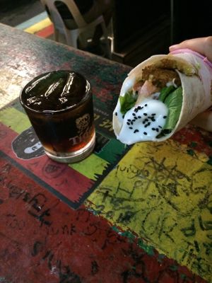 Falafel wrap 
+Free rum and coke at Reggae bar for ladies until 9pm  at Falafel Penang in Penang
