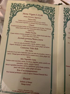 Vegan Menu  at Dawat in Turin