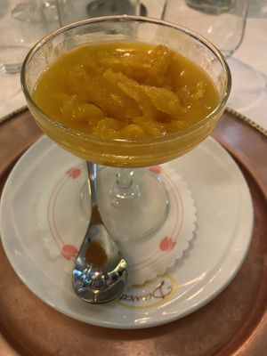 Mango sorbet  at Dawat in Turin