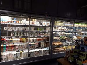 Milk and cheese selection at Goodstore - Asogatan in Stockholm