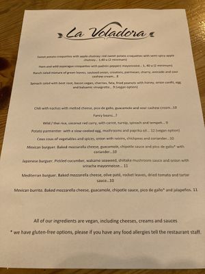 Menu  at La Voladora in Alicante