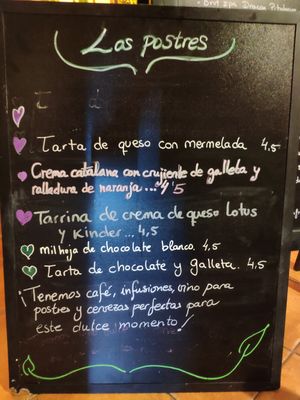 Dessert menu at La Voladora in Alicante