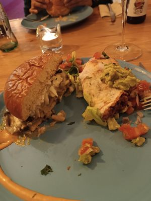 Truffle burger and burrito at La Voladora in Alicante