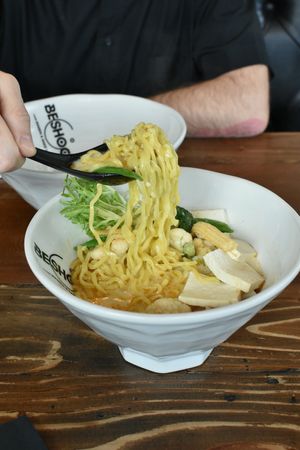 vegan chubby noodles  at Beshock Ramen in San Diego