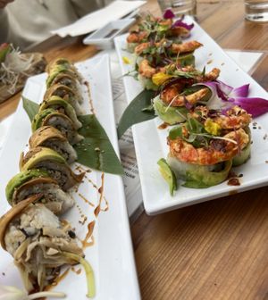 vegan dragon and oh shrimp  at Sushi Nekosan in La Jolla