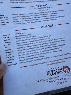   at Sushi Nekosan in La Jolla