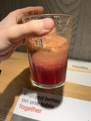 Half finished beet juice - can’t complain  at LGW - Wagamama - ST in Horley