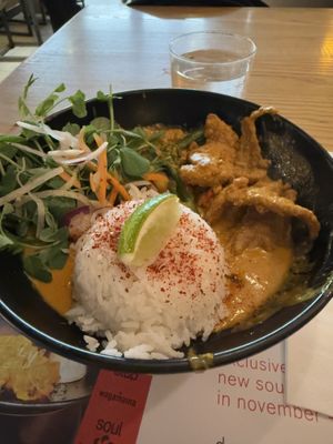 tender vegan chicken coconut kare #Veganuary at LGW - Wagamama - ST in Horley
