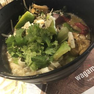 Itame noodle soup with tofu 100% vegan  at LGW - Wagamama - ST in Horley