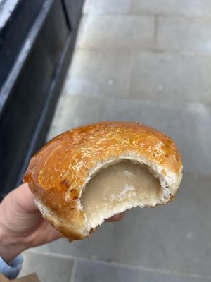limited edition creme brûlée vegan doughnut at Crosstown Doughnuts - Soho in London