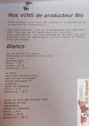 Wine ( a part) at Les Bols d'Antoine in Paris