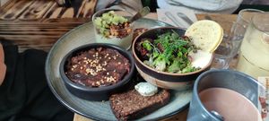 Brunch plates at Les Bols d'Antoine in Paris