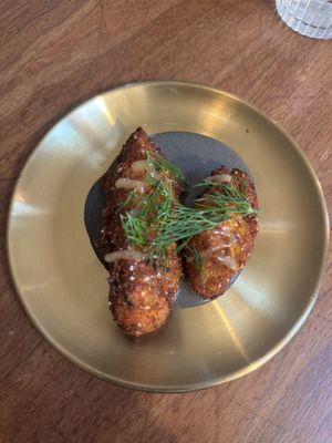 Croquettes with black tahini   at Les Bols d'Antoine in Paris