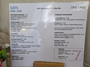 Menu at Cafe Largo in Berlin