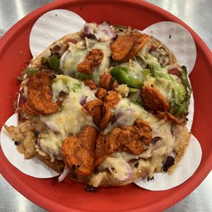 vegan da works personal pizza  at Fresh Brothers in San Diego