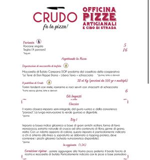 Menu  at Crudo Fa La Pizza in Turin