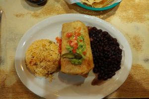 Vegan Chimichanga Plate at Gorditas Mexico in Galveston