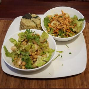 Risotto and salads from the lunch menu at Haiku in Catania