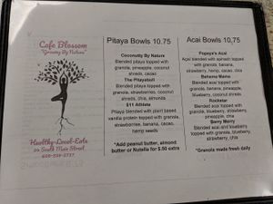 Menu at Cafe Blossom in Barnegat