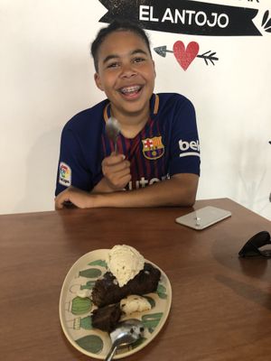 Vegan brownie with vanilla ice cream at Ta'consciente in Playa Del Carmen