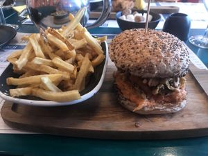 Vegan squid burger... nomnomnom at The Fish & The Chip in Leicester