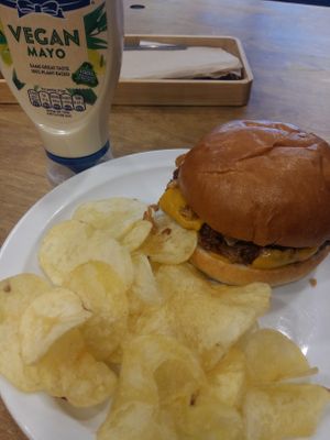 Katy's off-menu (made for an event) pulled 'steak' burger at d20 Board Game Cafe - Watford in Watford