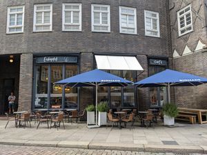 Restaurant from the outside. at Erdapfel in Hamburg