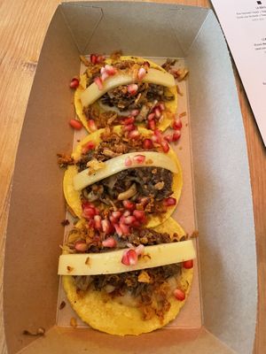 Mushroom and vegan cheese tacos at Ojo Rojo in Bournemouth