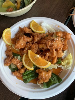 Orange “chicken"  at Thai Vegan in Beverly Hills