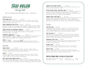 Current menu Page 1 at Thai Vegan in Beverly Hills
