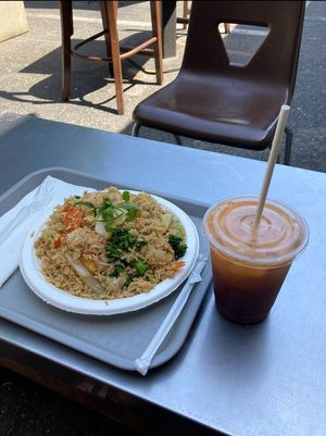 Fried rice and rice Thai tea   at Thai Vegan in Beverly Hills