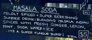 Harissa’s Masala Soda drink at Street Eats Frank (Jan 2023).   at Harissa in Hobart