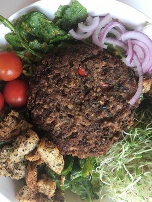 Black bean veggie bowl w ginger miso dressing. at Veggie Go-Go in Wappingers Falls