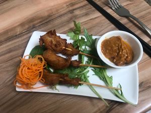 Satay skewers  at Vegera in Moonah