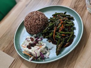 Green beans lunch special at Vegera in Moonah