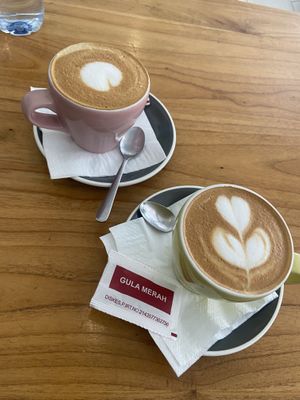 Really great almond cappuccinos!  at Dharma Coffee & Juice in Ubud