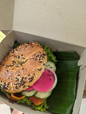 Salmon bagel at Dharma Coffee & Juice in Ubud