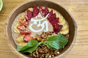Vegan cacao smoothie bowl  at Dharma Coffee & Juice in Ubud
