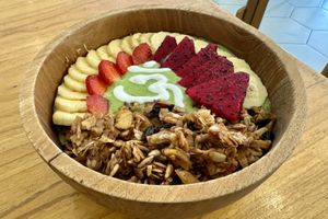 Spirulina smoothie bowls  at Dharma Coffee & Juice in Ubud