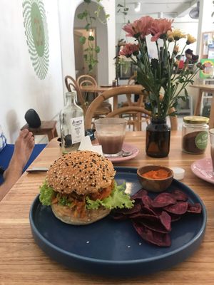 Jackfruit burger  at Dharma Coffee & Juice in Ubud