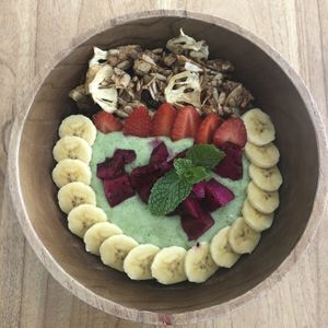 Green goddess smoothie bowl  at Dharma Coffee & Juice in Ubud