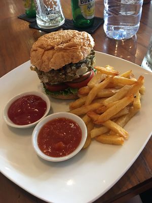 Veggie burger  at Batan Waru in Gianyar