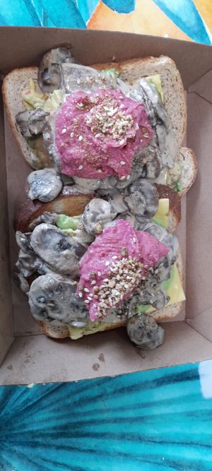 Tepid bread, unmelted cheese "toastie"  - $27 at Coco Bliss in Carindale